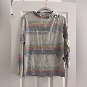 VISSLA Gray and Cream Striped Hoodie, L